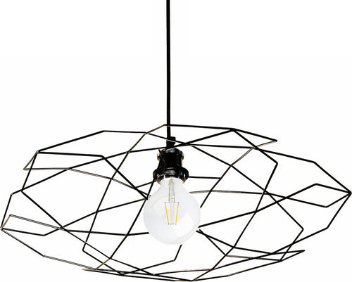Lampadario-moderno-Illuminando-PENTAGONO-SP-P-E27-LED-metallo-sospensione-lampada-soffitto-gabbia
