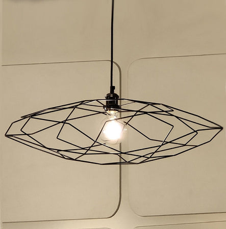 Lampadario-moderno-Illuminando-PENTAGONO-SP-P-E27-LED-metallo-sospensione-lampada-soffitto-gabbia