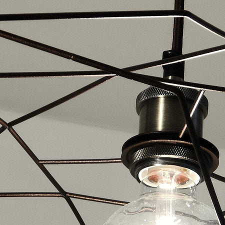 Lampadario-moderno-Illuminando-PENTAGONO-SP-P-E27-LED-metallo-sospensione-lampada-soffitto-gabbia