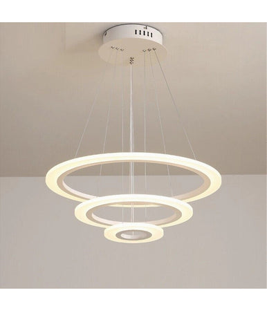 Lampadario Moderno Led A Sospensione 68w 3 Cerchi Regolabile Dimmerabile A66-b3c