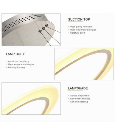 Lampadario Moderno Led A Sospensione 68w 3 Cerchi Regolabile Dimmerabile A66-b3c