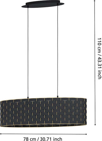 Lampadario-Moderno-Marasales-2-Luci-Acciaio-Nero