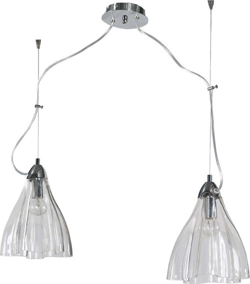 Lampadario-moderno-Padana-Lampadari-CASPER-1110-2-E14-LED-metallo-vetro-cristallo-sospensione