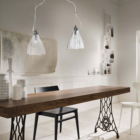 Lampadario-moderno-Padana-Lampadari-CASPER-1110-2-E14-LED-metallo-vetro-cristallo-sospensione