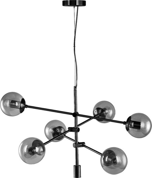 Lampadario-moderno-Padana-Lampadari-GIOKO-1103-6-NE-E27-LED-metallo-vetro-soffiato-sospensione
