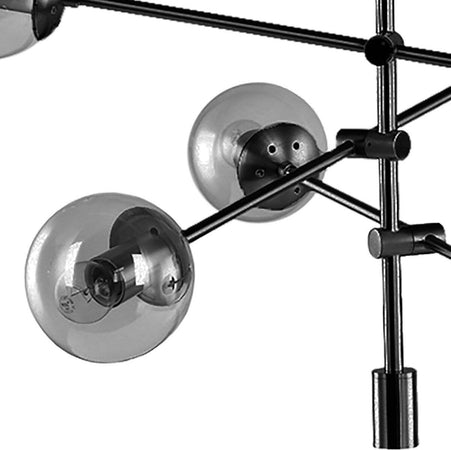 Lampadario-moderno-Padana-Lampadari-GIOKO-1103-6-NE-E27-LED-metallo-vetro-soffiato-sospensione