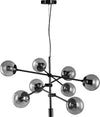 Lampadario-moderno-Padana-Lampadari-GIOKO-1103-8-NE-E27-LED-metallo-vetro-soffiato-sospensione