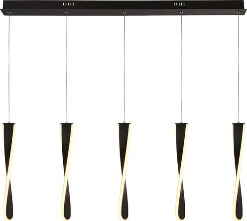Lampadario-Moderno-Pagaia-Acciaio-Cromo-Silicone-Nero-Led-48W-3000K