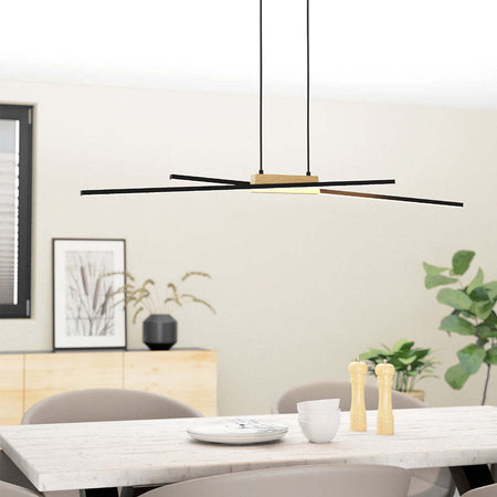 Lampadario-Moderno-Panagria-Led-Alluminio-Rivestito-In-Legno-Nero-E-Marrone