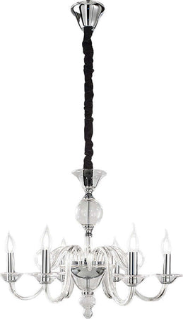 Lampadario-moderno-Perenz-BOUGIE-6496-TR-E14-LED-6-luci-sospensione-multiluce-vetro-metallo