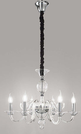 Lampadario-moderno-Perenz-BOUGIE-6496-TR-E14-LED-6-luci-sospensione-multiluce-vetro-metallo