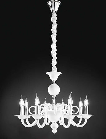 Lampadario-moderno-Perenz-BOUGIE-6498-B-E14-LED-8-luci-sospensione-multiluce-vetro-metallo