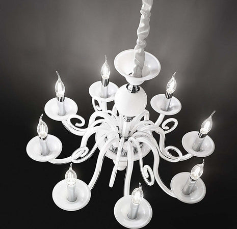 Lampadario-moderno-Perenz-BOUGIE-6498-B-E14-LED-8-luci-sospensione-multiluce-vetro-metallo