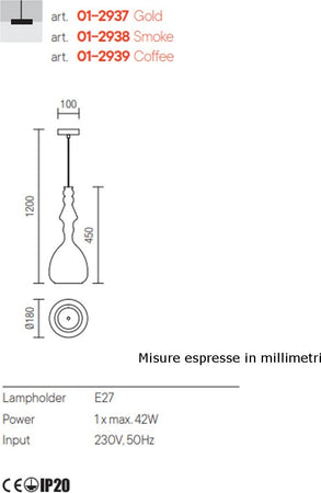 Lampadario-moderno-Redo-Group-AMBIX-2937-2938-2939-E27-LED-vetro-soffiato-sospensione