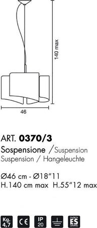 Lampadario-moderno-Selene-illuminazione-PAPIRO-0370-3-053-11L-E27-LED-vetro-sospensione