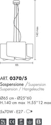 Lampadario-moderno-Selene-illuminazione-PAPIRO-0370-5-053-11L-E27-LED-vetro-sospensione