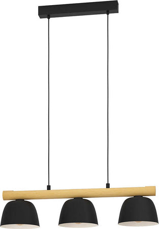 Lampadario-Moderno-Sherburn-3-Luci-Metallo-Nero-E-Marrone