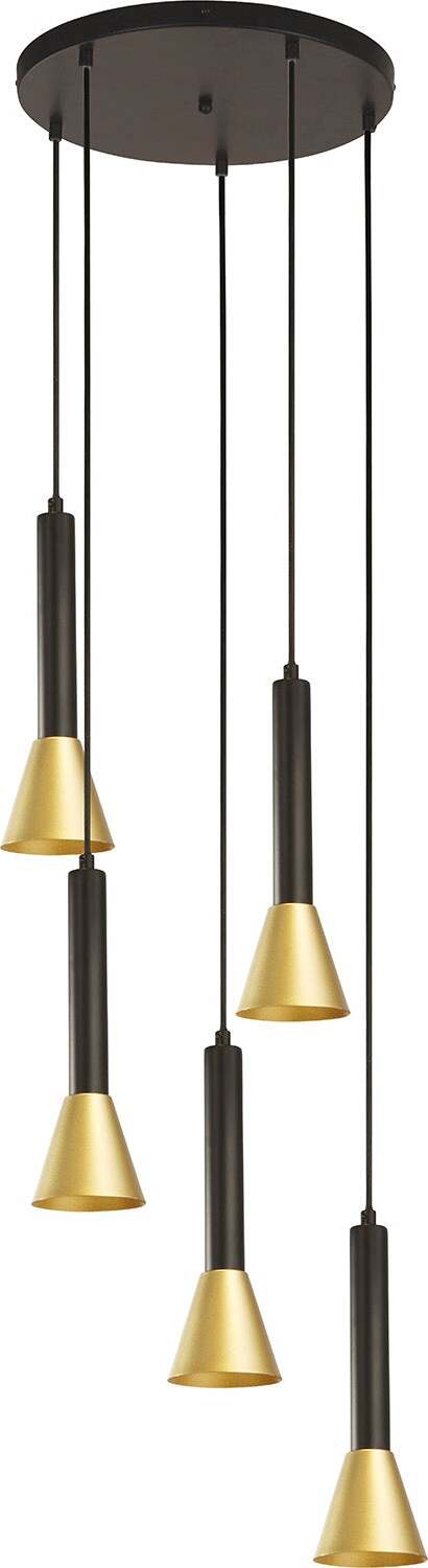 Lampadario-Moderno-Signal-Acciaio-Nero-Oro-5-Luci-Gu10