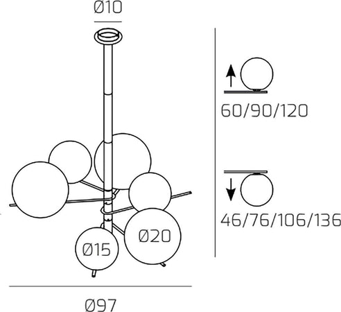 Lampadario-moderno-Top-Light-BOOMERANG-1200-6-E27-led-lampada-soffitto-sfere-vetro