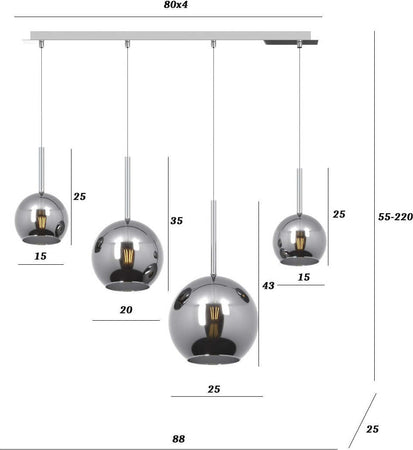 Lampadario-moderno-Top-Light-FUTURE-1155-CR-S4-RMIX-CR-E27-LED-vetro-pirex-soffiato-lampada-soffitto