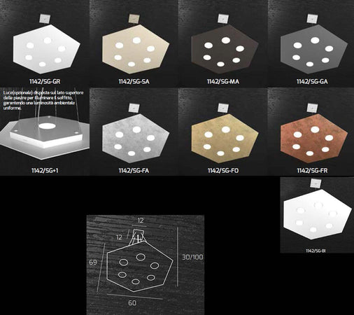 Lampadario-moderno-Top-Light-HEXAGON-1142-SG+1-GX53-LED-metallo-sospensione