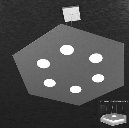 Lampadario-moderno-Top-Light-HEXAGON-1142-SG+1-GX53-LED-metallo-sospensione