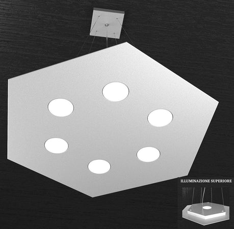 Lampadario-moderno-Top-Light-HEXAGON-1142-SG+1-GX53-LED-metallo-sospensione
