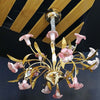LAMPADARIO LAMPADA PENDENTE FIORI ROSA ACCIAIO ORO VETRO LUCE LED SOSPENSIONE SOFFITTO  Trade Shop italia - Napoli, Commerciovirtuoso.it