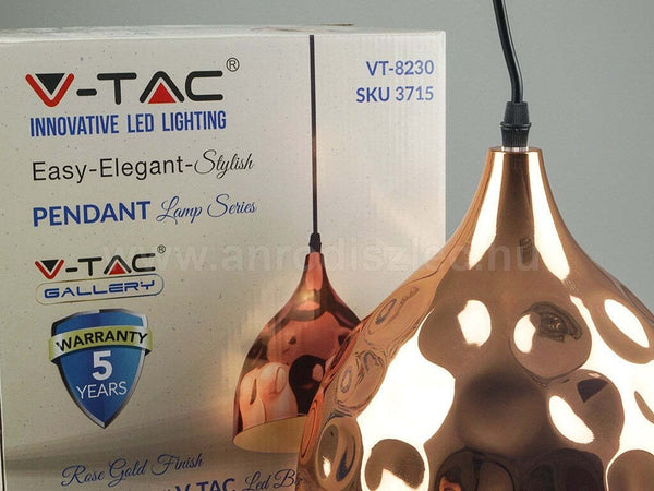 LAMPADARIO PENDENTE LAMPADA A SOSPENSIONE IN METALLO CONO ORO ROSA RAME VT-8230  Trade Shop italia - Napoli, Commerciovirtuoso.it