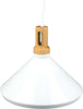 LAMPADARIO PENDENTE LAMPADA A SOSPENSIONE PARABOLA BIANCA BASE IN LEGNO VT-7535  Trade Shop italia - Napoli, Commerciovirtuoso.it