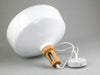 LAMPADARIO PENDENTE LAMPADA A SOSPENSIONE PARABOLA BIANCA BASE IN LEGNO VT-7545  Trade Shop italia - Napoli, Commerciovirtuoso.it