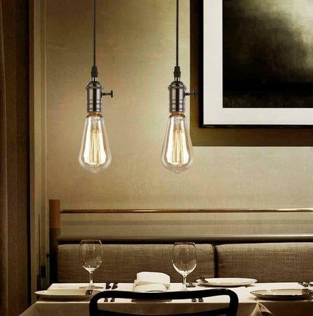 Lampadario Pendente Vintage Da Soffitto Sospensione E27 Con Interruttore Nero Metal Illuminazione/Illuminazione per interni/Lampadari lampade a sospensione e plafoniere/Lampadari Trade Shop italia - Napoli, Commerciovirtuoso.it