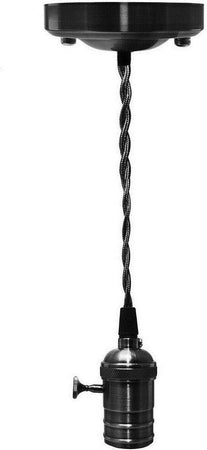 Lampadario Pendente Vintage Da Soffitto Sospensione E27 Con Interruttore Nero Metal Illuminazione/Illuminazione per interni/Lampadari lampade a sospensione e plafoniere/Lampadari Trade Shop italia - Napoli, Commerciovirtuoso.it