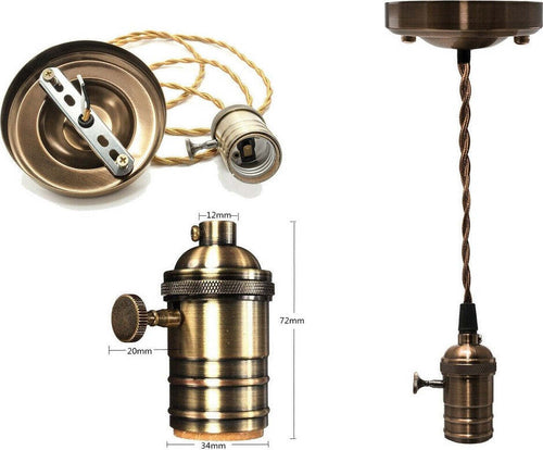 Lampadario Pendente Vintage Da Soffitto Sospensione E27 Interruttore Bronzo Metal Casa, arredamento e bricolage > Illuminazione da interno > Lampadari Trade Shop italia - Napoli, Commerciovirtuoso.it