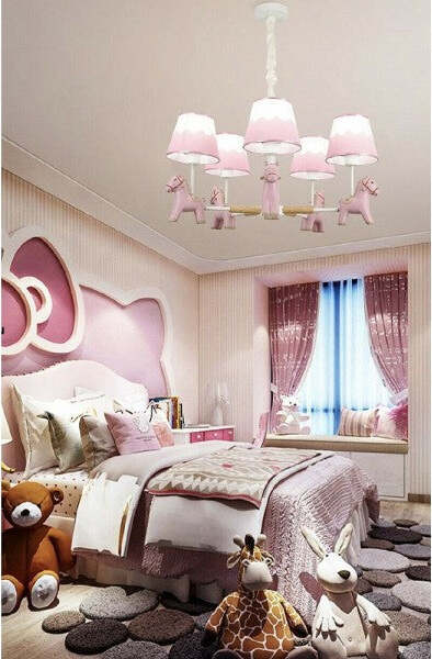Lampadario-Per-Cameretta-A-Sospensione-Cavallo-In-Resina-5-Portalampada-E27-A45