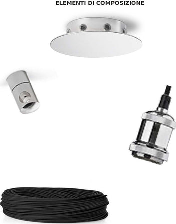 Lampadario-Perenz-COMPOSIZIONE-MODERNA-6251-CL-LED-E27-lampada-soffitto-cromo-lucido-cavo-tessuto-nero-multiluce-ragno-interni