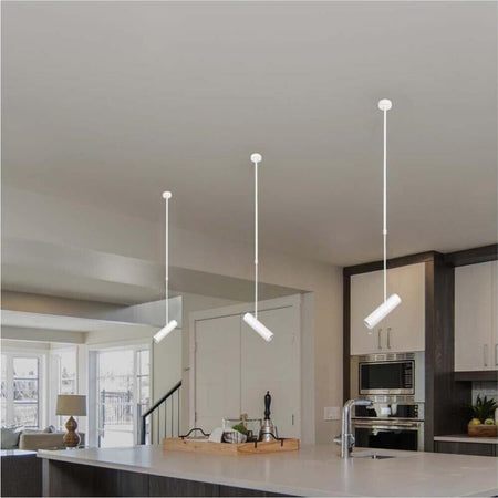 Lampadario-Portafaretto-A-Sospensione-Cilindro-Gu10-Asta-Regolabile-Bianco-209b