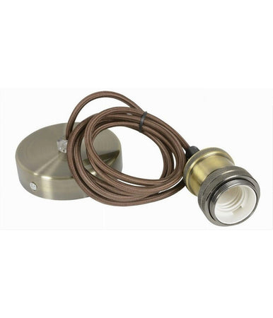 Lampadario Portalampada A Sospensione Vintage Bronzo Per Lampadine E27 2mt E27-2m-v