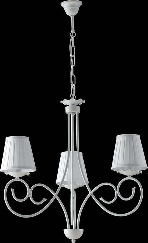 Lampadario-Provenzale-3-Luci-Ferro-Battuto-e-Paralumi-Bianco-Shabby-Serie-Alma