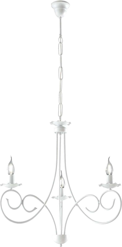 Lampadario-Provenzale-Candelabro-Alma-3-Luci-Ferro-Battuto-Bianco-Shabby