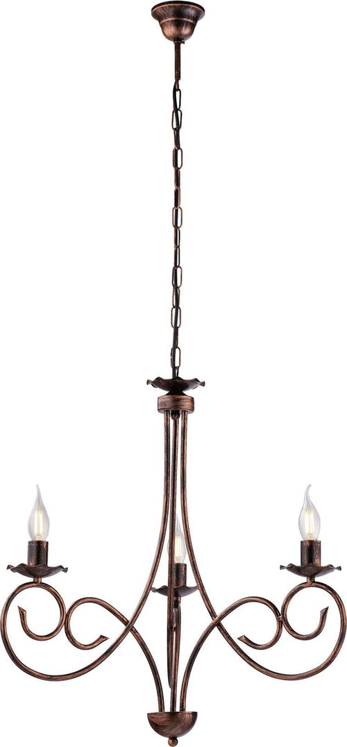 Lampadario-Provenzale-Candelabro-Alma-3-Luci-Ferro-Battuto-Nero-E-Rame