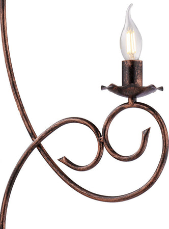 Lampadario-Provenzale-Candelabro-Alma-3-Luci-Ferro-Battuto-Nero-E-Rame