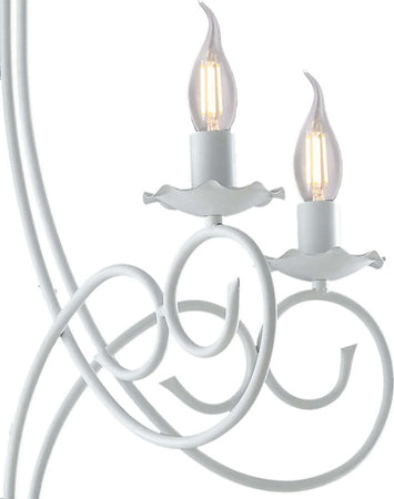Lampadario-Provenzale-Candelabro-Alma-5-Luci-Ferro-Battuto-Bianco-Shabby