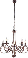 Lampadario-Provenzale-Candelabro-Alma-5-Luci-Ferro-Battuto-Nero-E-Rame
