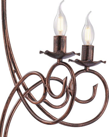 Lampadario-Provenzale-Candelabro-Alma-5-Luci-Ferro-Battuto-Nero-E-Rame