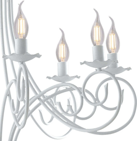 Lampadario-Provenzale-Candelabro-Alma-8-Luci-Ferro-Battuto-Bianco-Shabby