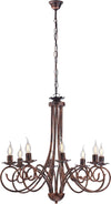 Lampadario-Provenzale-Candelabro-Alma-8-Luci-Ferro-Battuto-Nero-E-Rame