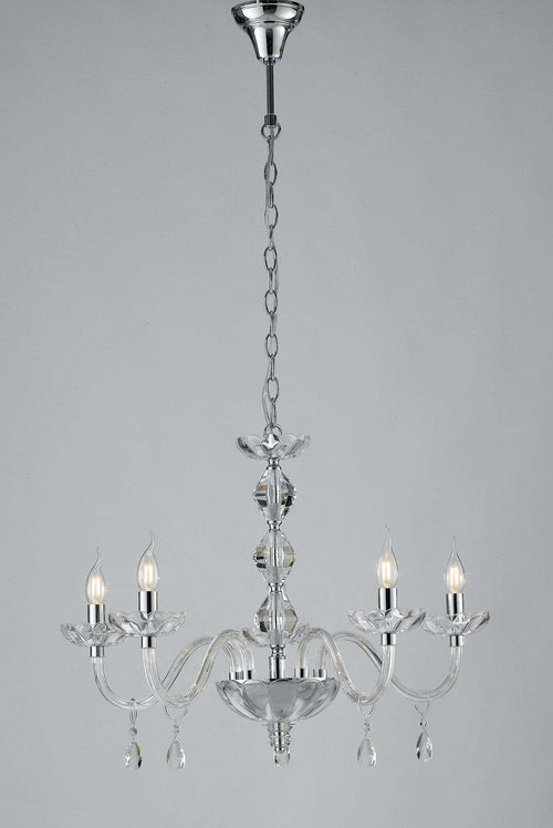 Lampadario Riflesso Cromo 5Xe14 70X53Cm Illuminazione/Illuminazione per interni/Lampadari lampade a sospensione e plafoniere/Lampadari Led Mall Home - Napoli, Commerciovirtuoso.it