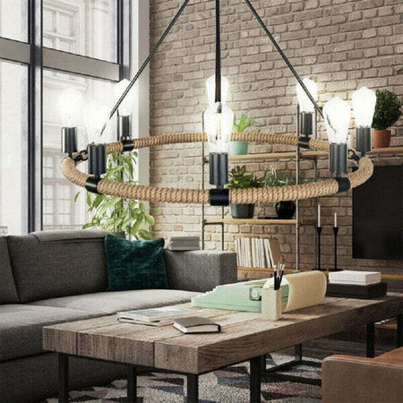 Lampadario-Rotondo-Rustico-In-Canapa-Metallo-Attacco-E27-Lampada-Industriale-A20