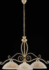 Lampadario-Rustico-3Luci-Ferro-Battuto-Avorio-e-Oro-Vetro-Ambra-Serie-Faraone